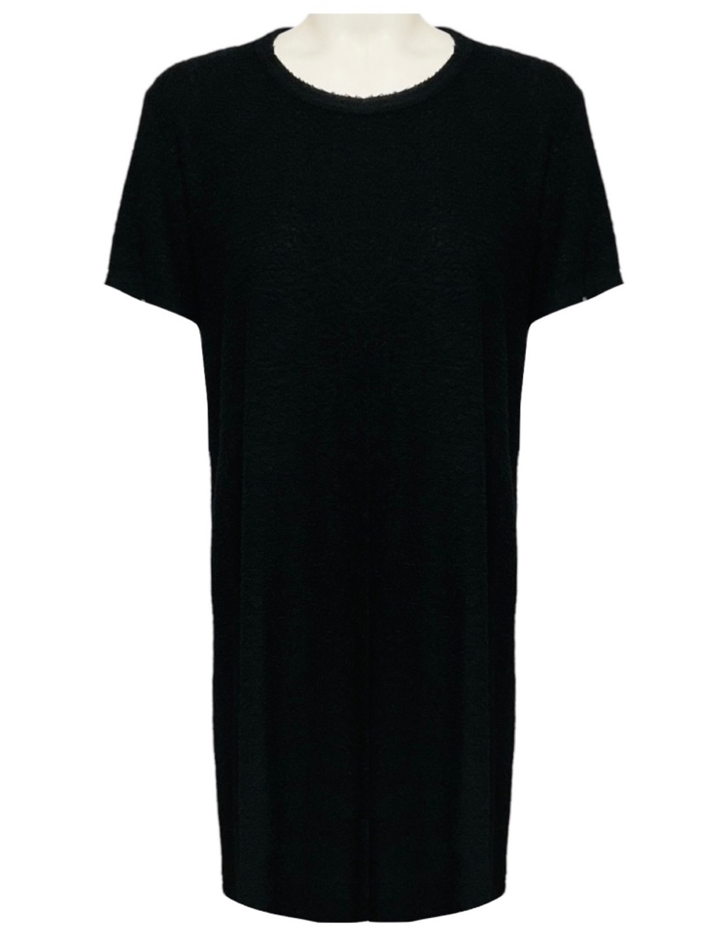 NOIR KEI NINOMIYA BY COMME DES GARCONS BLACK SHORT SLEEVED BOUCLE KNIT MIDI DRES